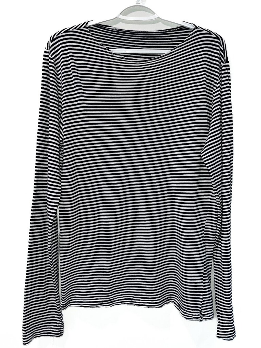 American Apparel Black & White Stripe Scoop Neck Long Sleeve Tee Size S